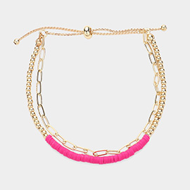 Heishi Beaded Pull Tie Bracelet