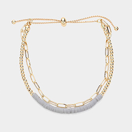 Heishi Beaded Pull Tie Bracelet