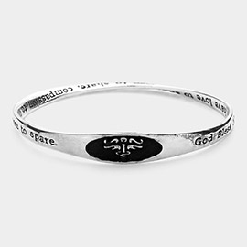 God Bless Nurses Message Metal Twisted Bangle Bracelet