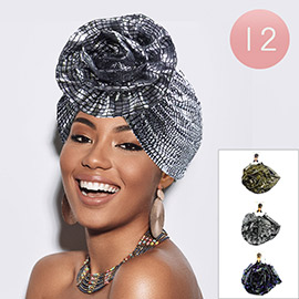 12PCS - Metallic Turban Hats