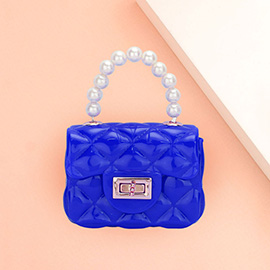 Pearl Top Handle Jelly Mini Flap Purse / Crossbody Bag