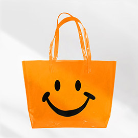 Smile Face Printed Transparent Tote Bag / Shoulder Bag