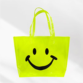 Smile Face Printed Transparent Tote Bag / Shoulder Bag