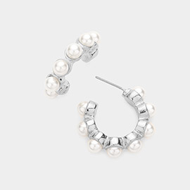 Pearl Embellished Hoop Earrings