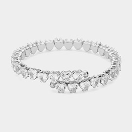 Heart CZ Stone Cluster Adjustable Evening Bracelet