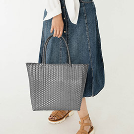 Basket Weave Tote Bag / Shoulder Bag