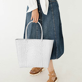 Basket Weave Tote Bag / Shoulder Bag