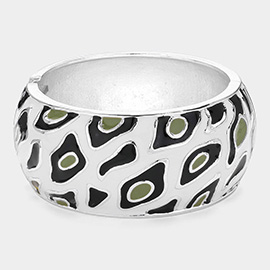 Enamel Leopard Print Hinged Bangle Bracelet