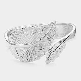 Metal Leaf Hinged Bangle Bracelet