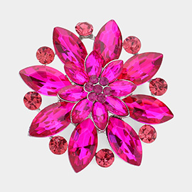 Marquise Stone Accented Flower Pin Brooch