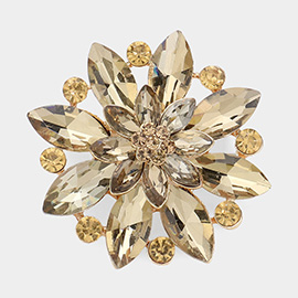 Marquise Stone Accented Flower Pin Brooch