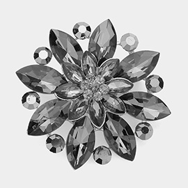 Marquise Stone Accented Flower Pin Brooch