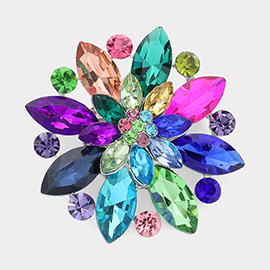 Marquise Stone Accented Flower Pin Brooch