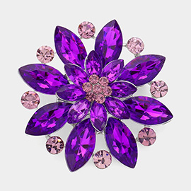 Marquise Stone Accented Flower Pin Brooch