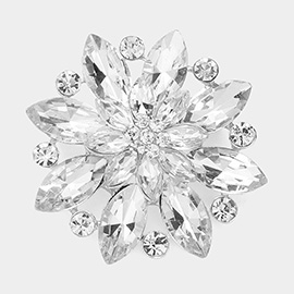 Marquise Stone Accented Flower Pin Brooch