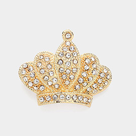 Rhinestone Paved Crown Pin Brooch