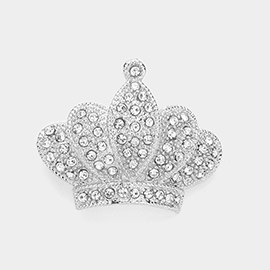 Rhinestone Paved Crown Pin Brooch