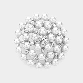 Rhinestone Pointed Pearl Pin Brooch