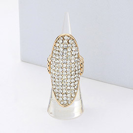 Rhinestone Paved Long Oval Stretch Ring