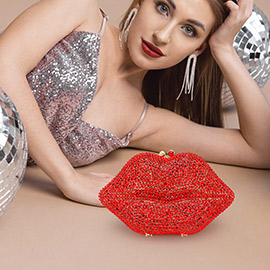 Crystal Rhinestone Lips Clutch Bag