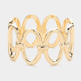 Metal Open Oval Link Hinged Bangle Bracelet