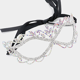 Rhinestone Paved Cat Eye Masquerade Mask