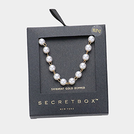 SECRET BOX_14K Gold Dipped Pearl Station Necklace