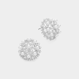 Pearl Cluster Stud Earrings