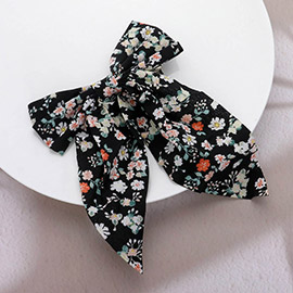 Floral Print Bow Barrette