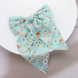 Floral Print Bow Barrette