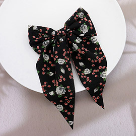 Floral Print Bow Barrette