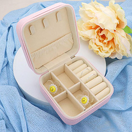 Faux Leather Portable Square Jewelry Box