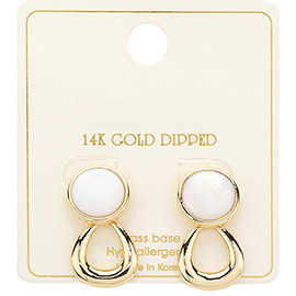 14K Gold Dipped Duo Button Drop Earrings