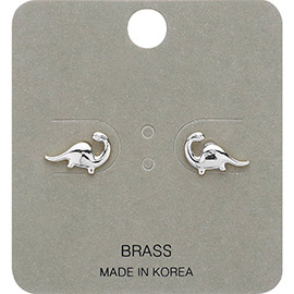 Brass Metal Dinosaur Stud Earrings