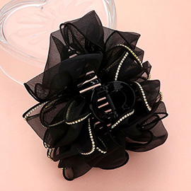 Rhinestone Paved Rim Edge Bow Hair Claw Clip