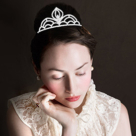 Marquise Stone Pointed Rhinestone Paved Princess Tiara