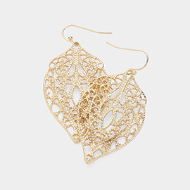 Metal Filigree Abstract Shape Dangle Earrings