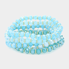 5PCS - Faceted Beaded Stretch Multi Layered Bracelets