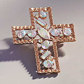 Stone Cluster Embellished Cross Pin Brooch