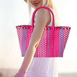 Basket Weave Tote Bag / Shoulder Bag