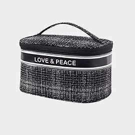 LOVE & PEACE Message Tweed Cosmetic Pouch Bag