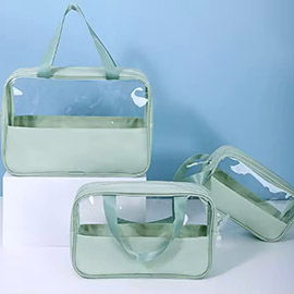 3PCS - Portable Transparent Travel Cosmetic Bag Set 