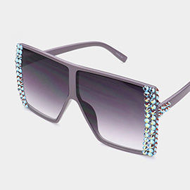 Bling Studded Square Visor Sunglasses