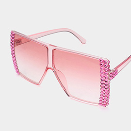 Bling Studded Square Visor Sunglasses