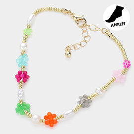 Faceted Beaded Flower Anklet