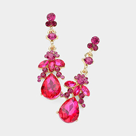 Marquise Crystal Teardrop Accented Evening Earrings