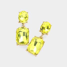 Square Stone Cluster Dangle Evening Earrings