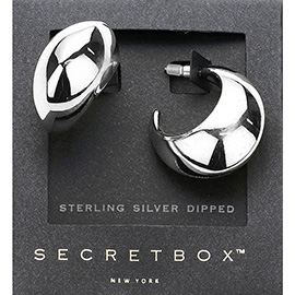 SECRET BOX_Sterling Silver Dipped Crescent Hoop Earrings