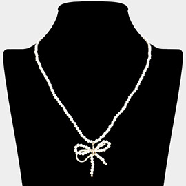 Pearl Bow Pendant Necklace