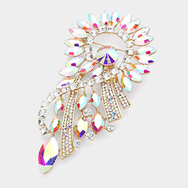 Marquise Stone Cluster Embellished Abstract Pin Brooch